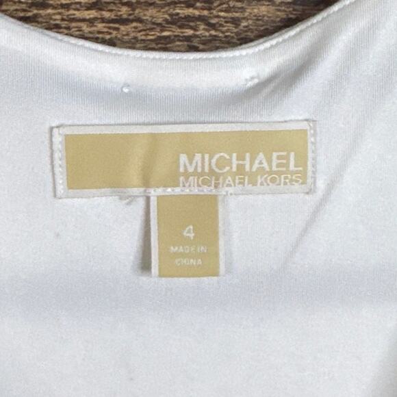 Michael Kors Striped Sleeveless Dress Ruffle Hem White Black Blue Size 4 - Picture 8 of 10